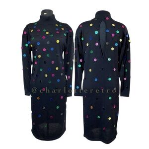 90s vtg SPIEGEL Outlander Sequin Disc Sweater Dress